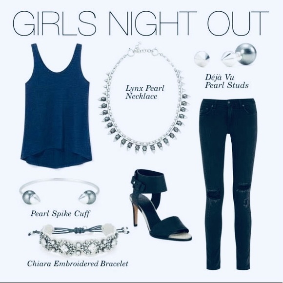 Stella & Dot | Silver/Gray Pearl Spike Stud Earrings - Picture 4 of 6